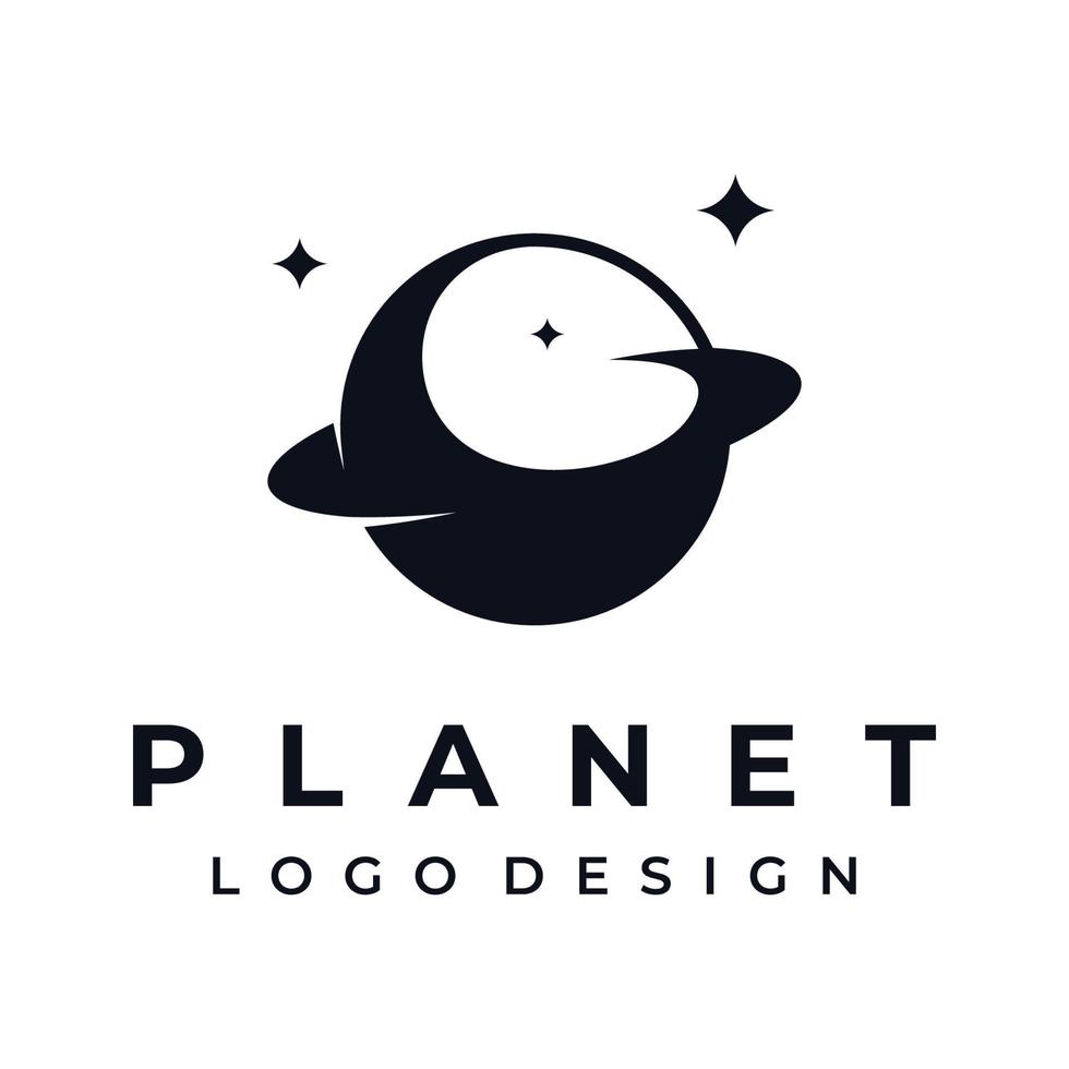 Space planet template logo vector design surrounded by rings or orbits. For posters, business cards, space science.