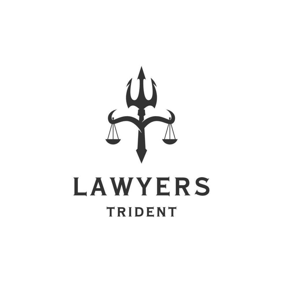 Lawyer of law firm trident logo design template flat vector