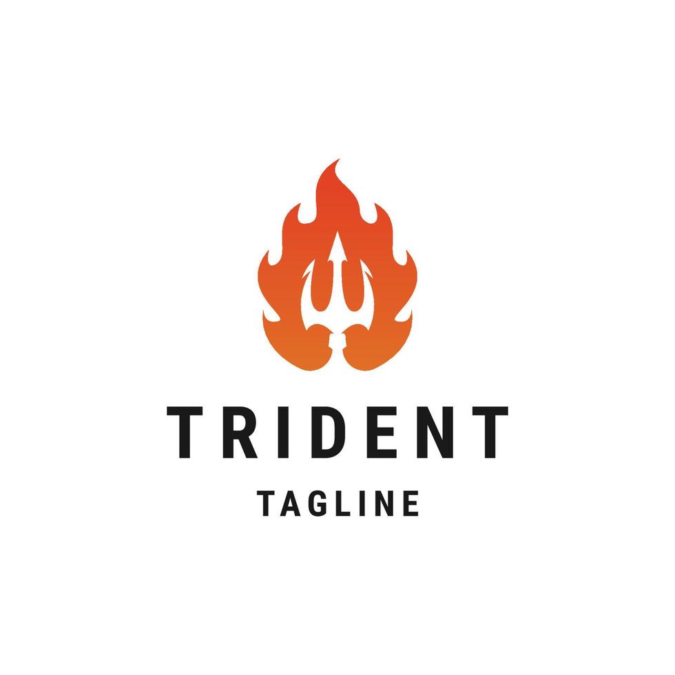 Trident of fire logo design template flat vector