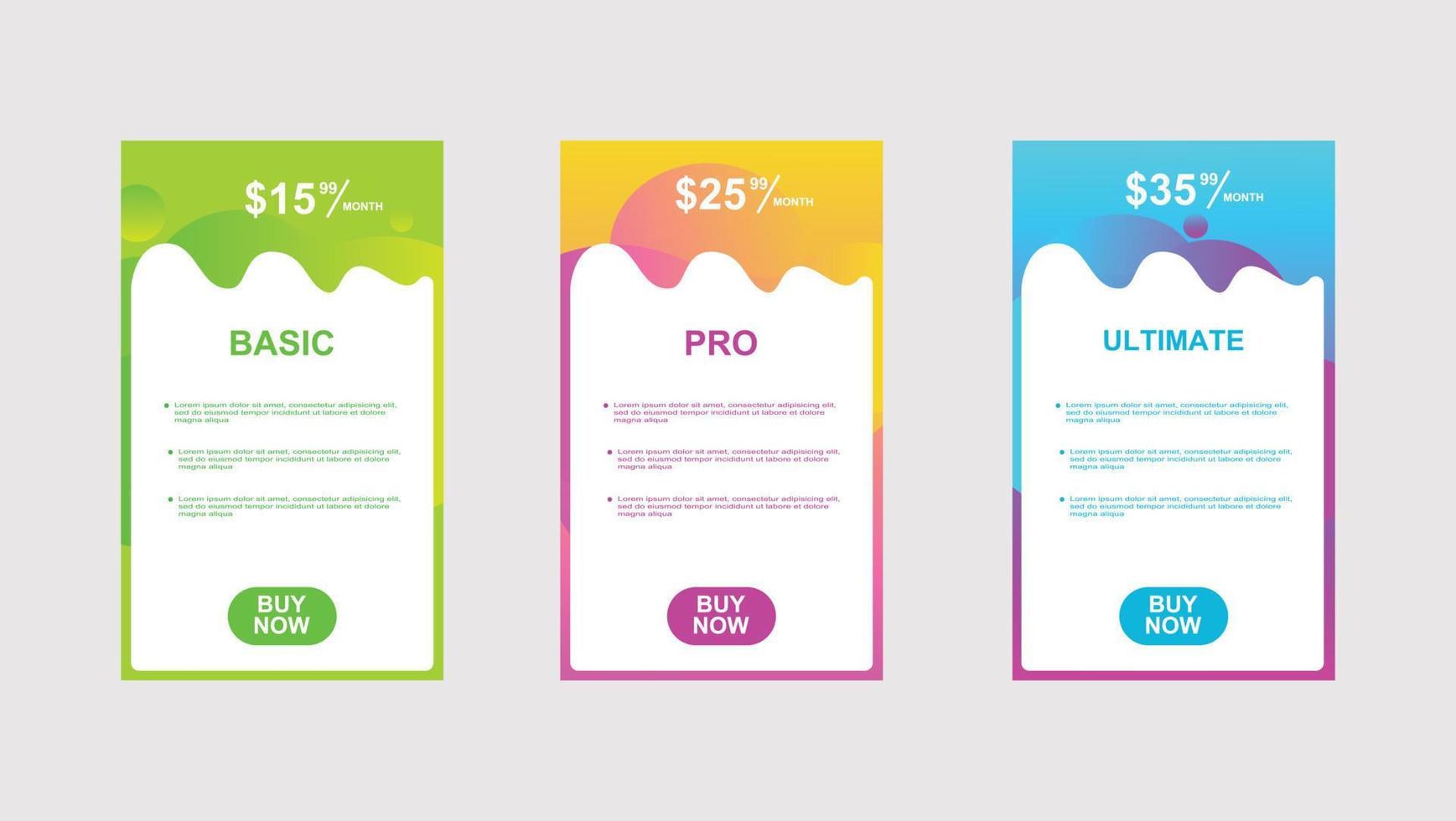 Pricing table design for website business .vector template illustration for application vector