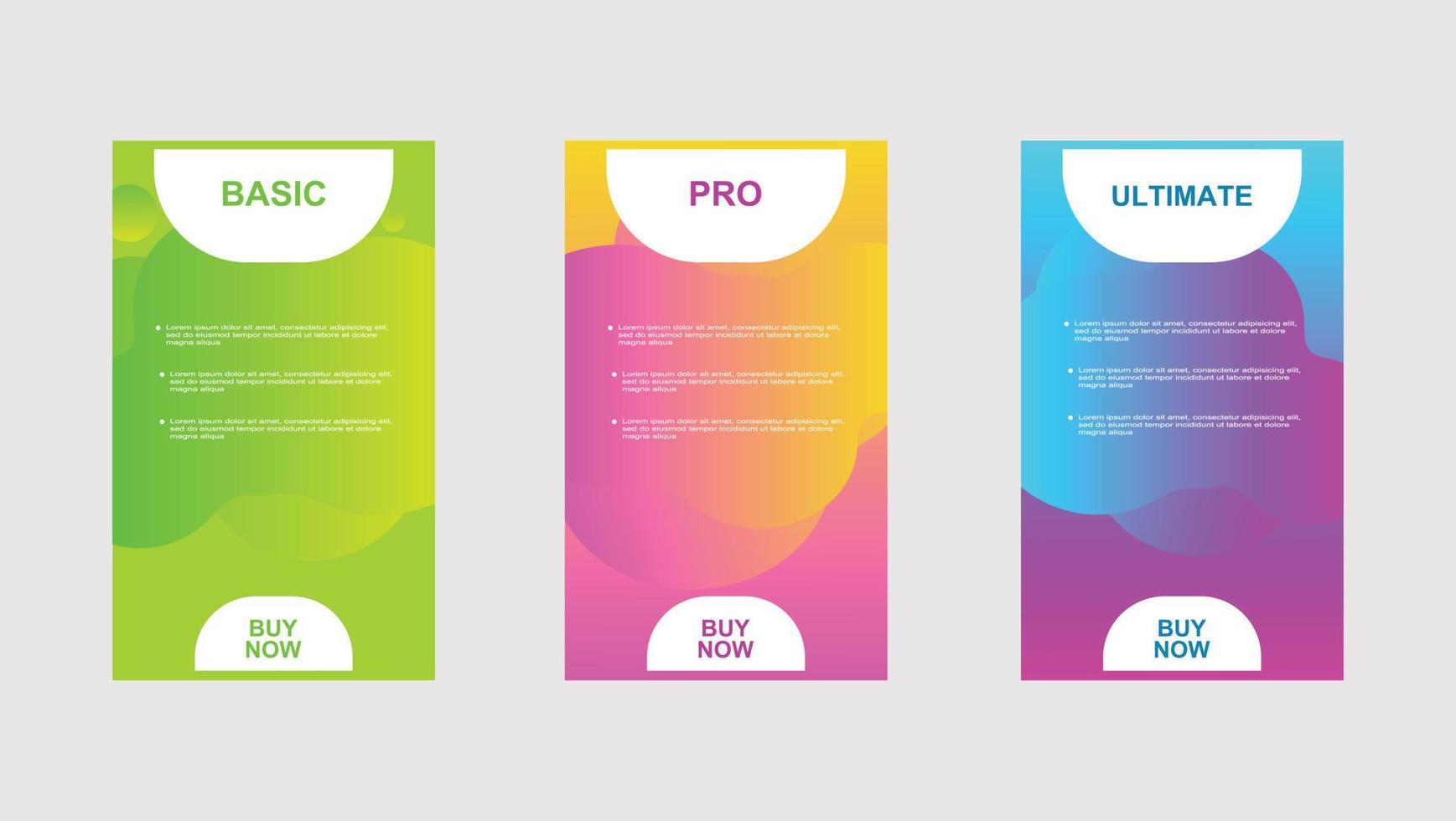 Pricing table design for website business vector