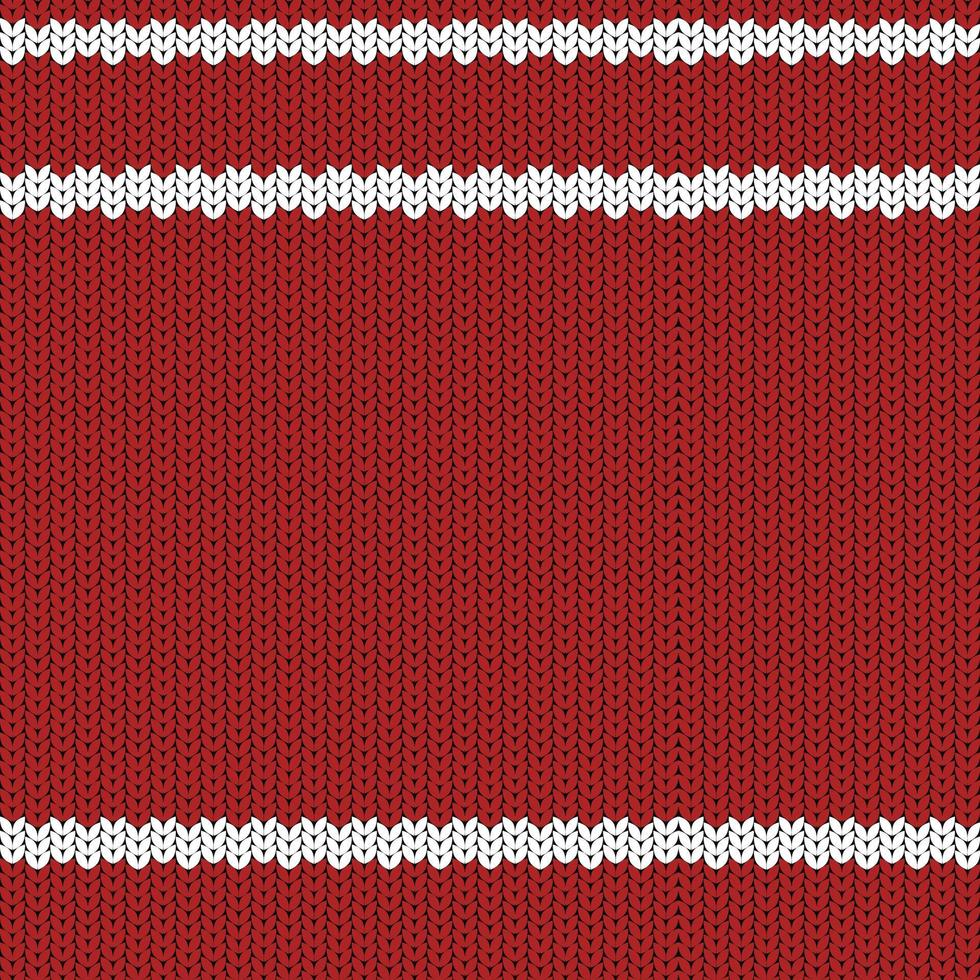 Knitting seamless red pattern with white lines. Vector illustration