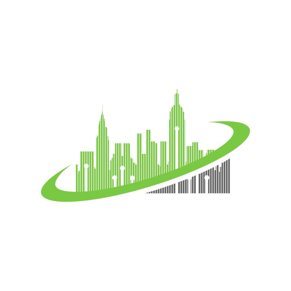 diseño de logotipo de ciudad inteligente futurista vector