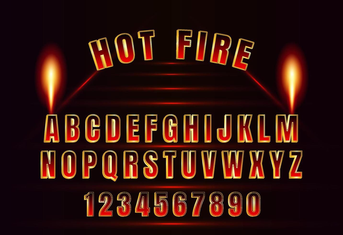 hot fire text effect alphabet vector design