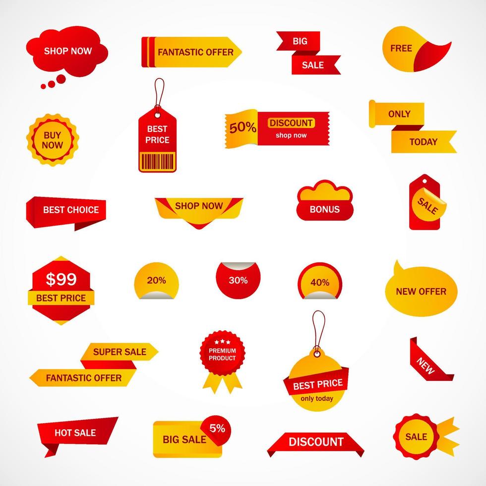 Vector stickers, price tag, banner, label. Coupon sale, offers and promotions vector   template. Shop price tag, retail, commerce, business. Set of speech bubbles