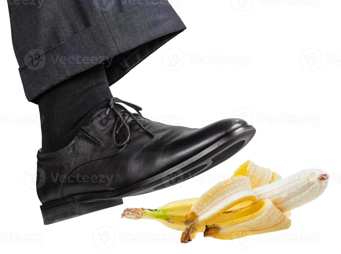 foot in the right black shoe slips on banana peel 11687257 Stock Photo at Vecteezy