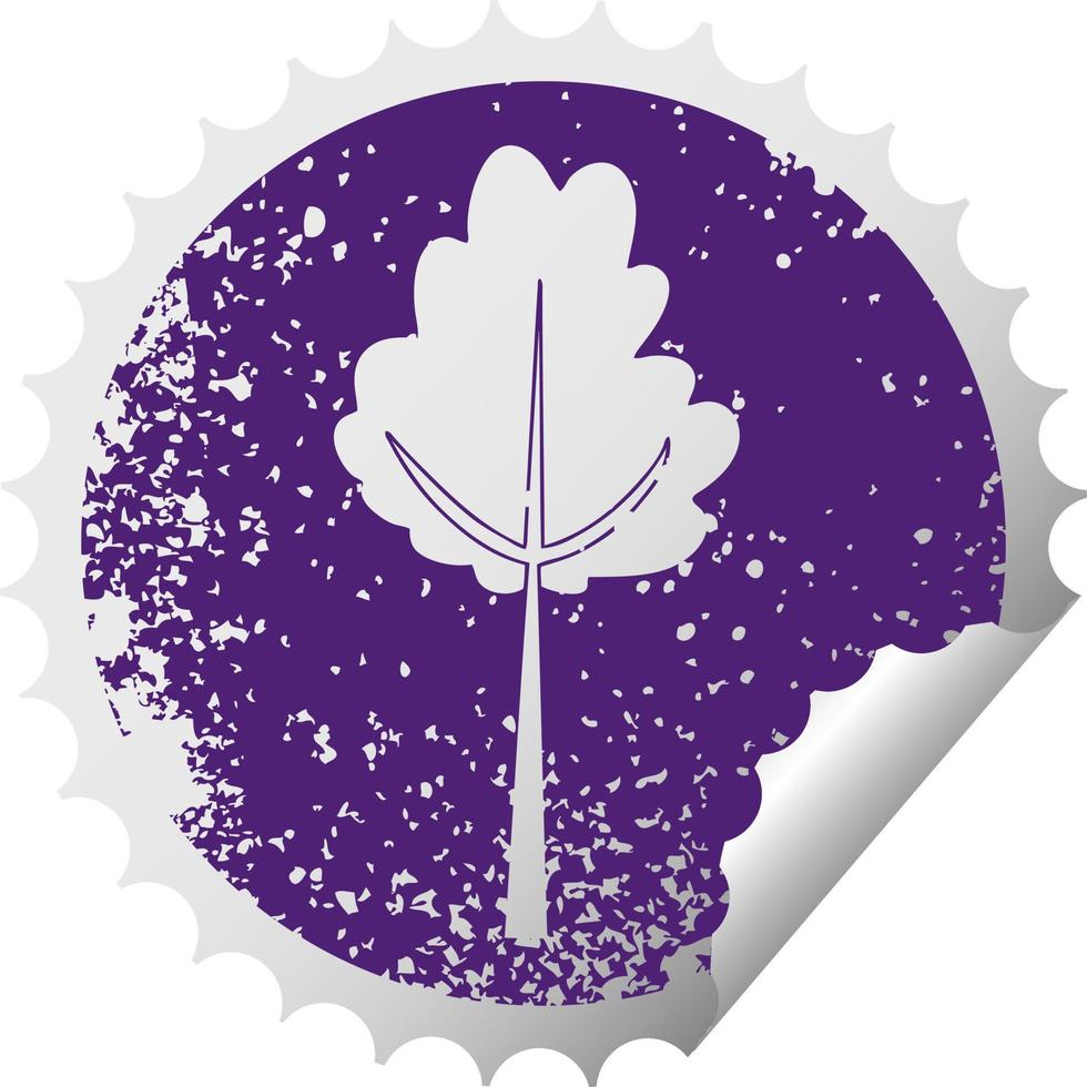 quirky distressed circular peeling sticker symbol tree vector