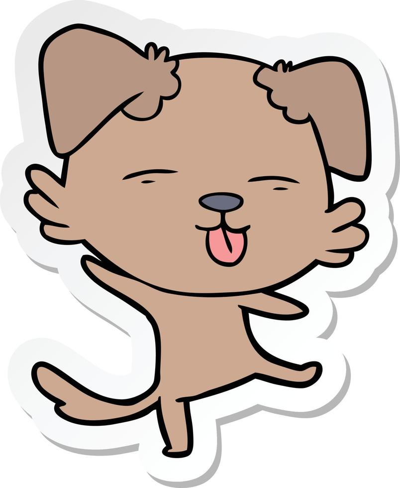 sticker of a cartoon dancing dog vector