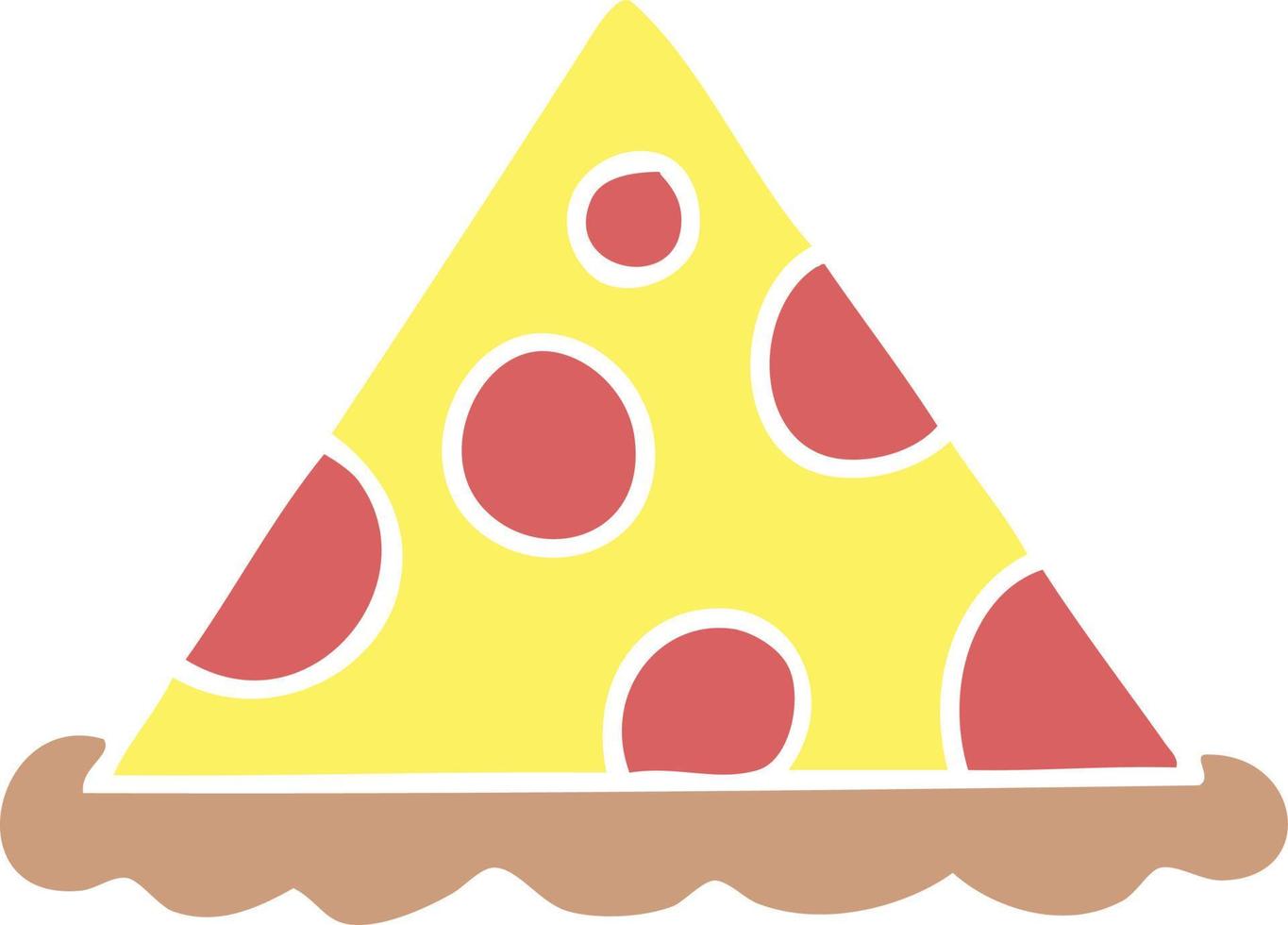 quirky hand drawn cartoon slice of pizza vector