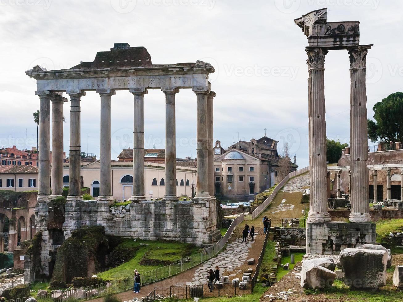 Temple of Saturn in Roman Forum in Rome photo