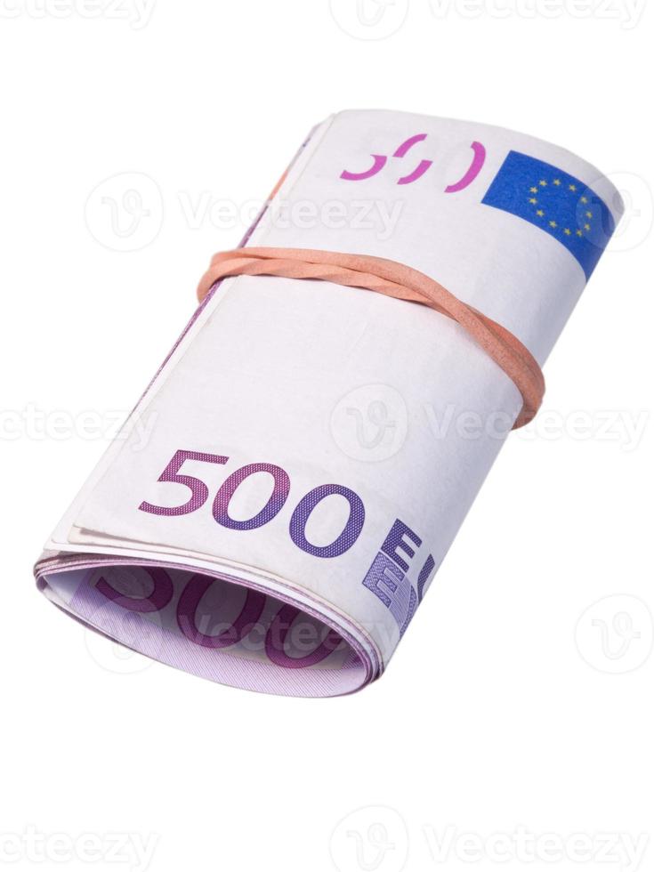 five-hundred banknotes under rubber band isolated photo