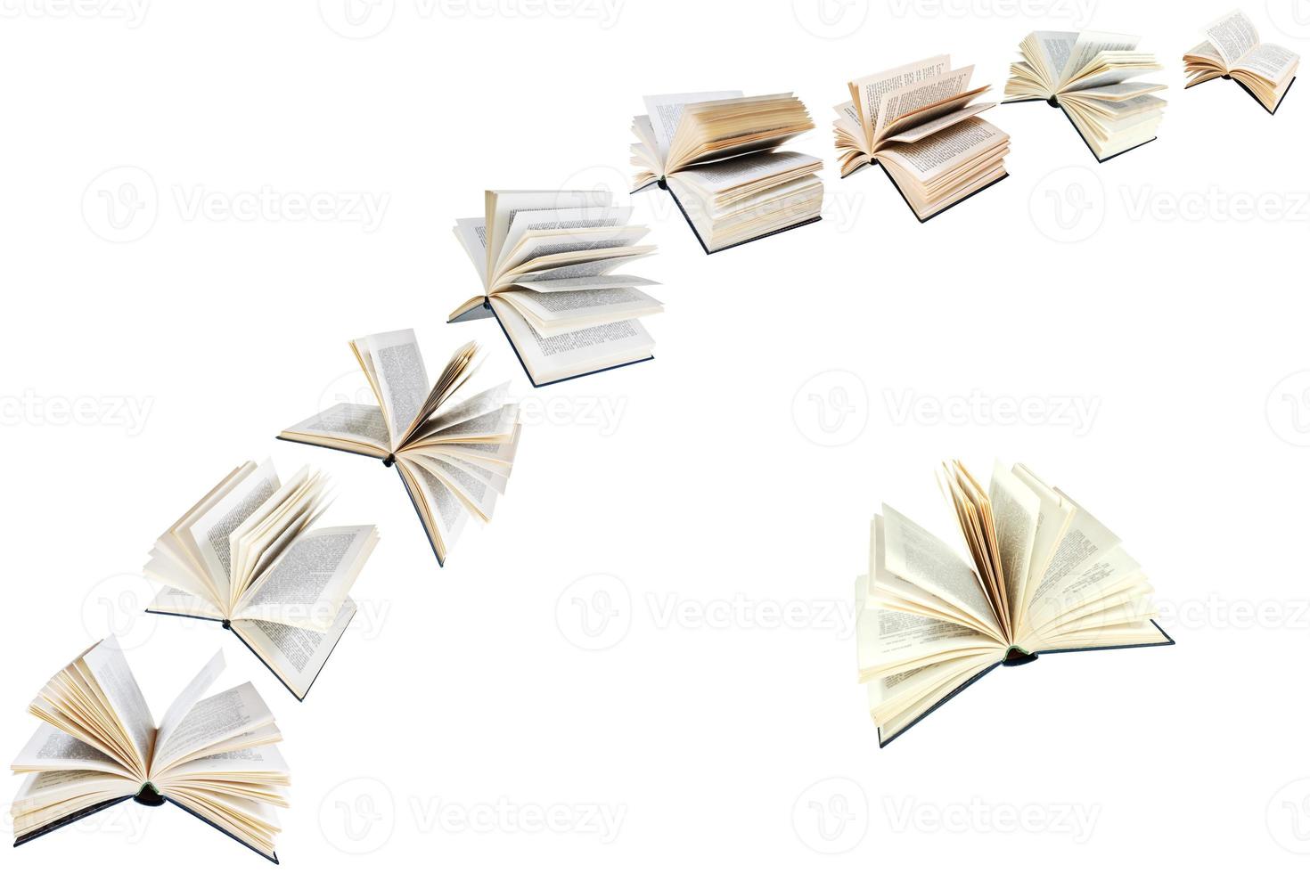 arch of flying books isolated photo