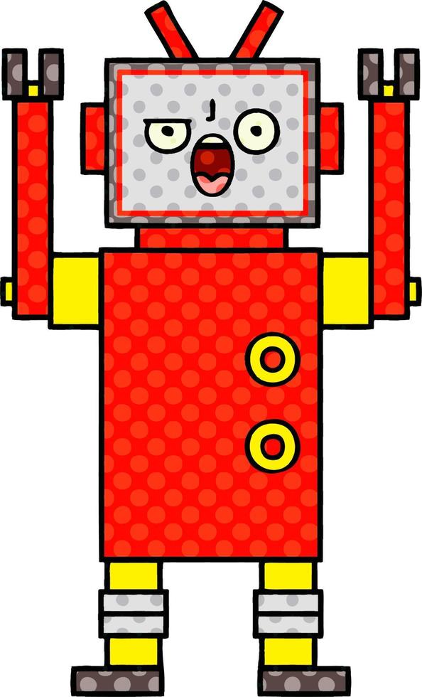 comic book style cartoon angry robot vector