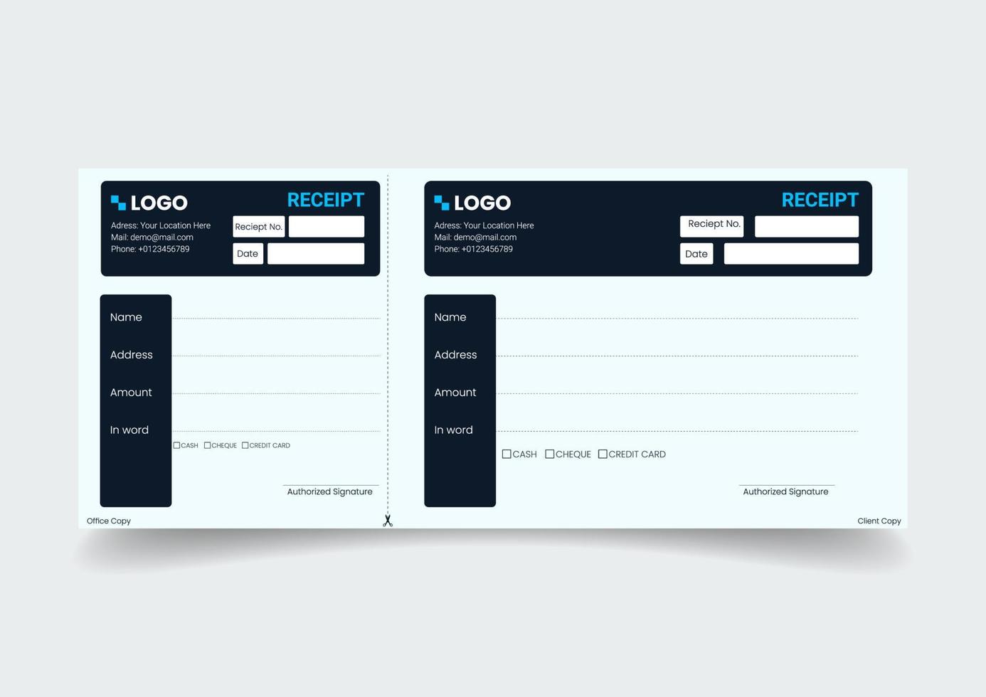 Blank template of the payment slip. Checkbook cheque page with empty fields. vector