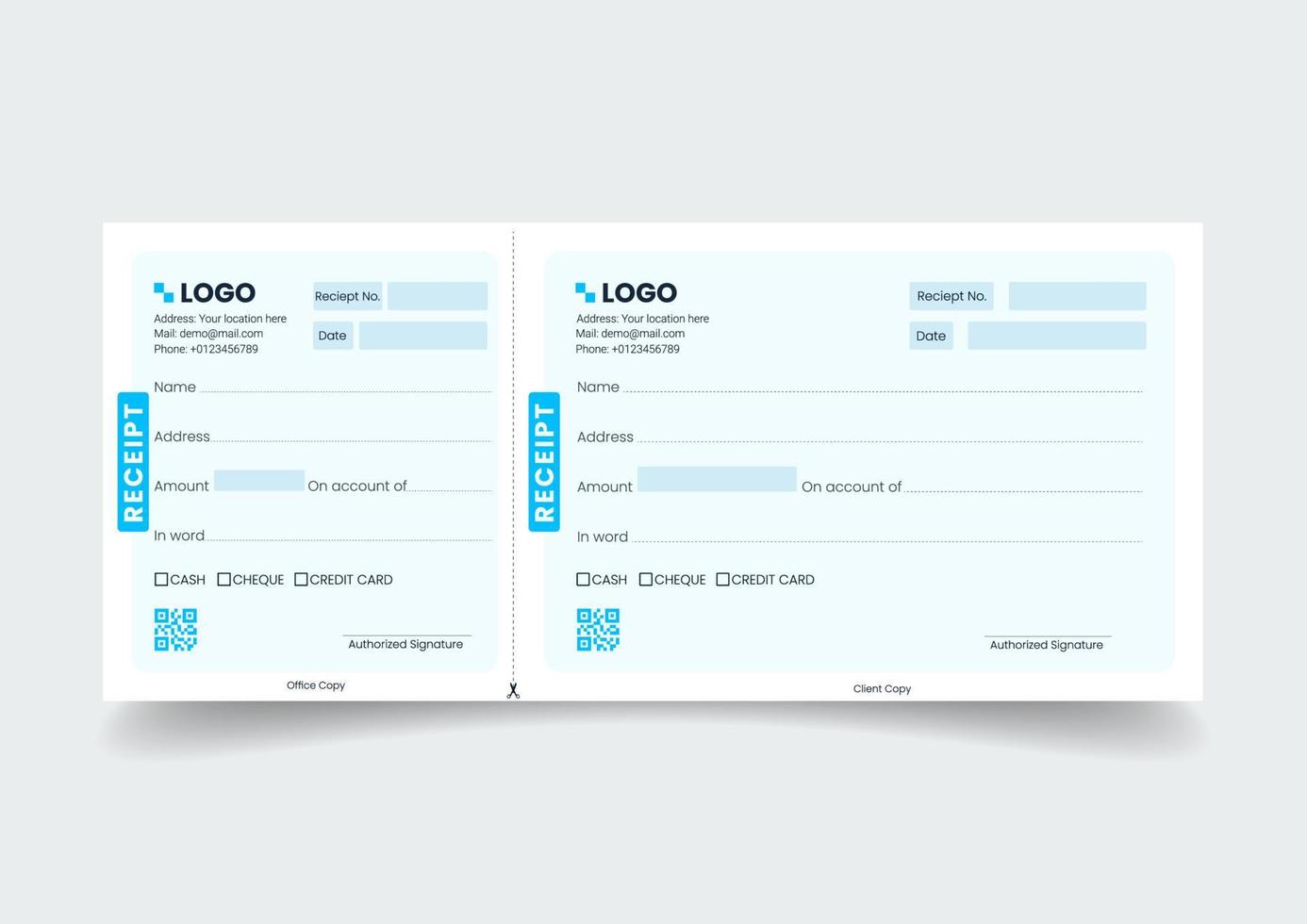 Blank template of the payment slip. Checkbook cheque page with empty fields. vector