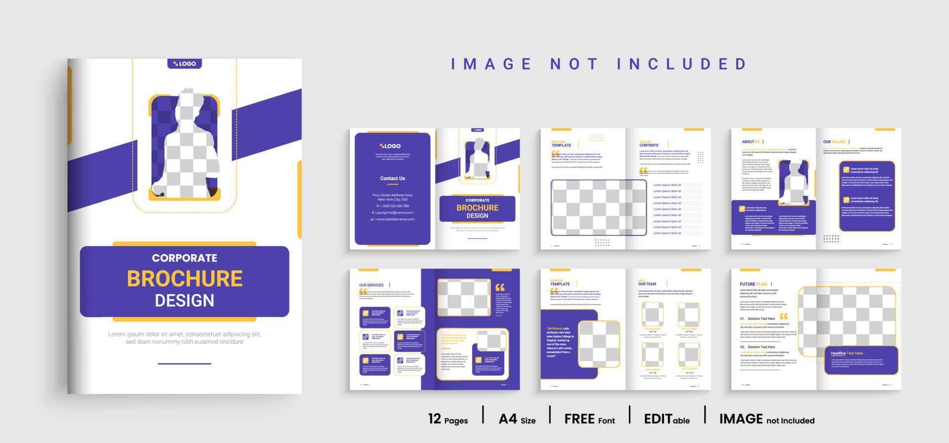 Brochure creative design. Multipurpose template with cover, back and inside pages. Trendy minimalist flat geometric design. Vertical a4 format. vector