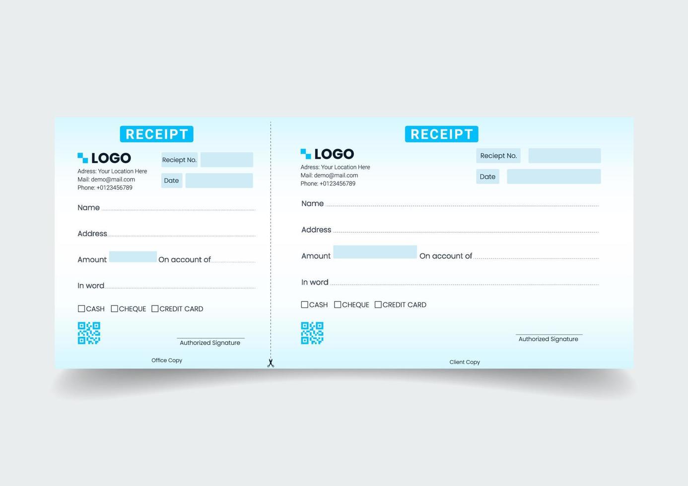 Blank template of the payment slip. Checkbook cheque page with empty fields. vector