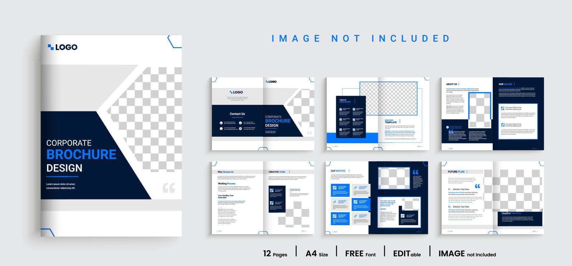 Brochure creative design. Multipurpose template with cover, back and inside pages. Trendy minimalist flat geometric design. Vertical a4 format. vector