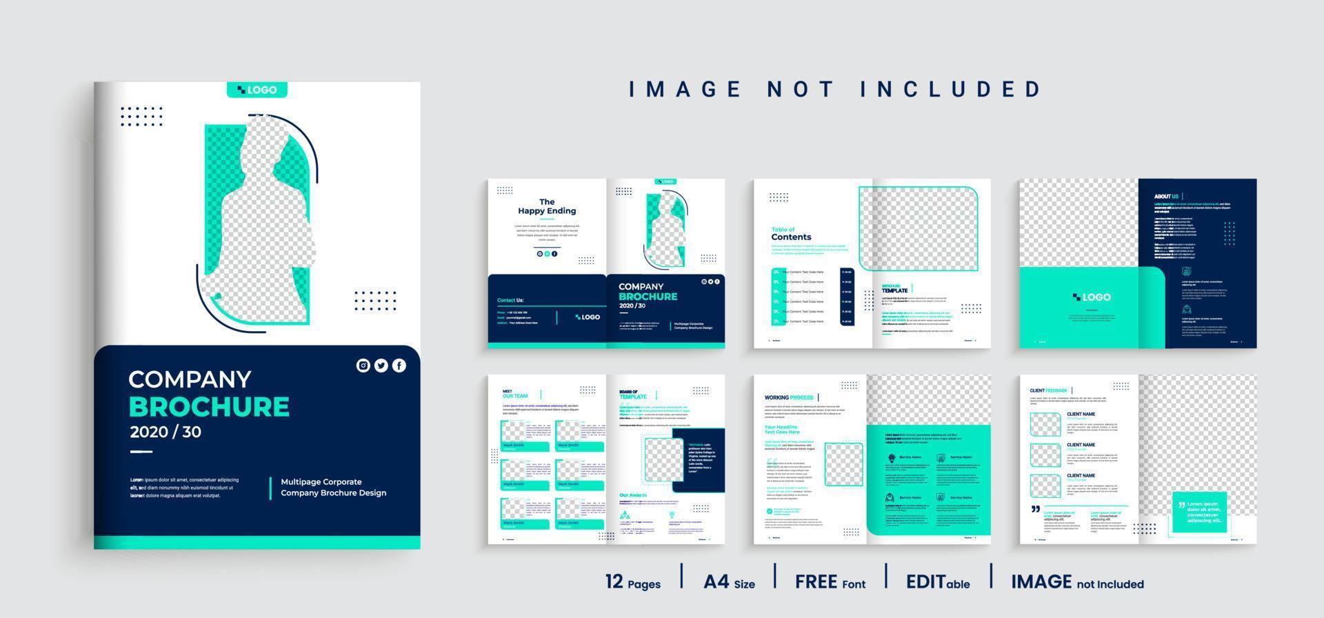 folleto de diseño creativo. plantilla multipropósito con portada, contraportada y páginas interiores. diseño geométrico plano minimalista de moda. formato vertical a4. vector