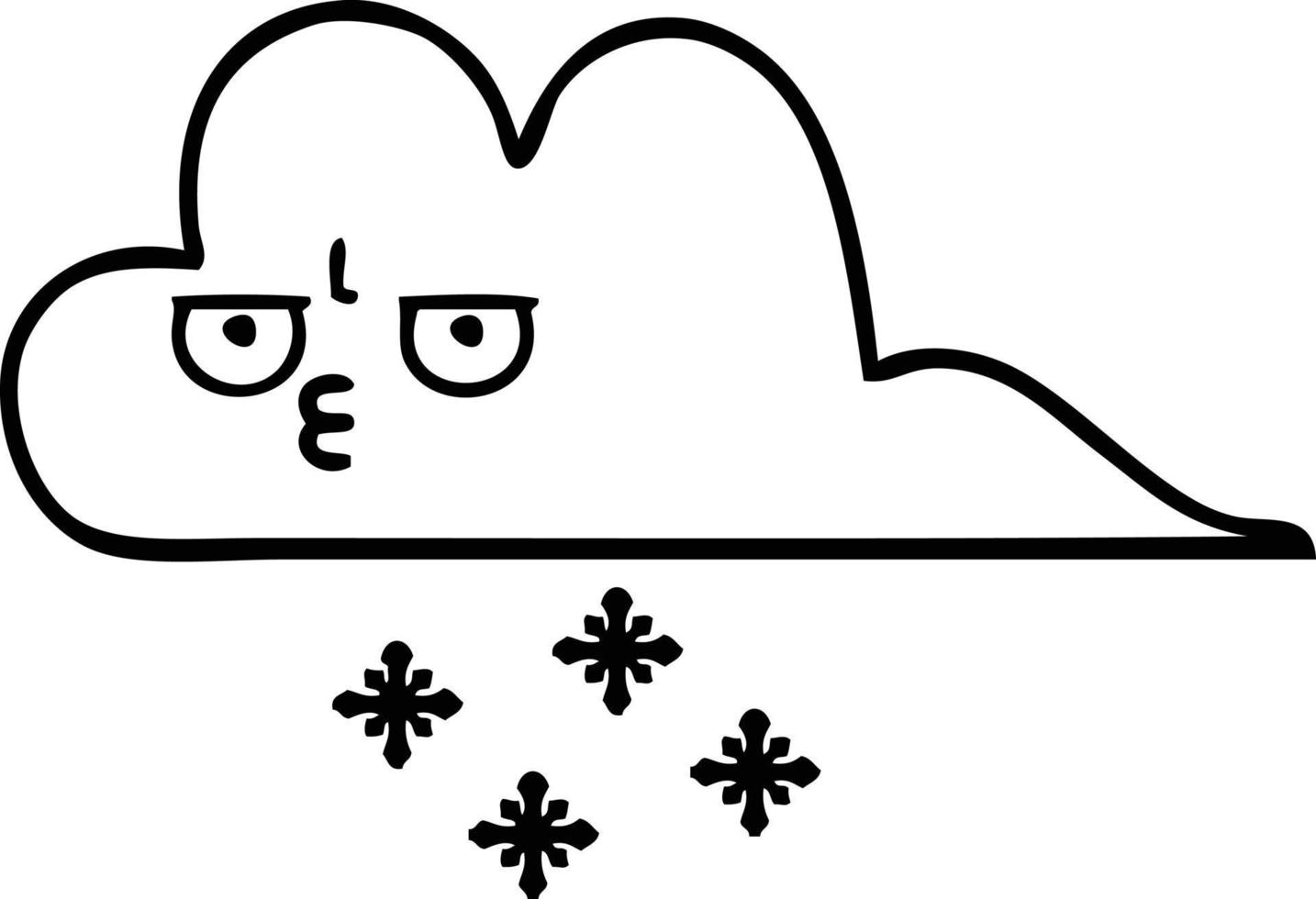 nube de nieve de tormenta de dibujos animados de dibujo lineal vector