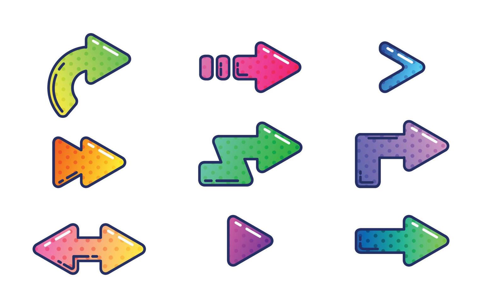 Colorful Polkadot Arrow Set vector