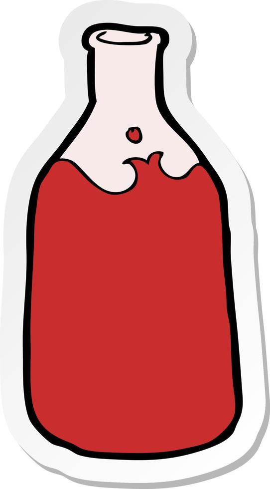 sticker of a cartoon bottle vector