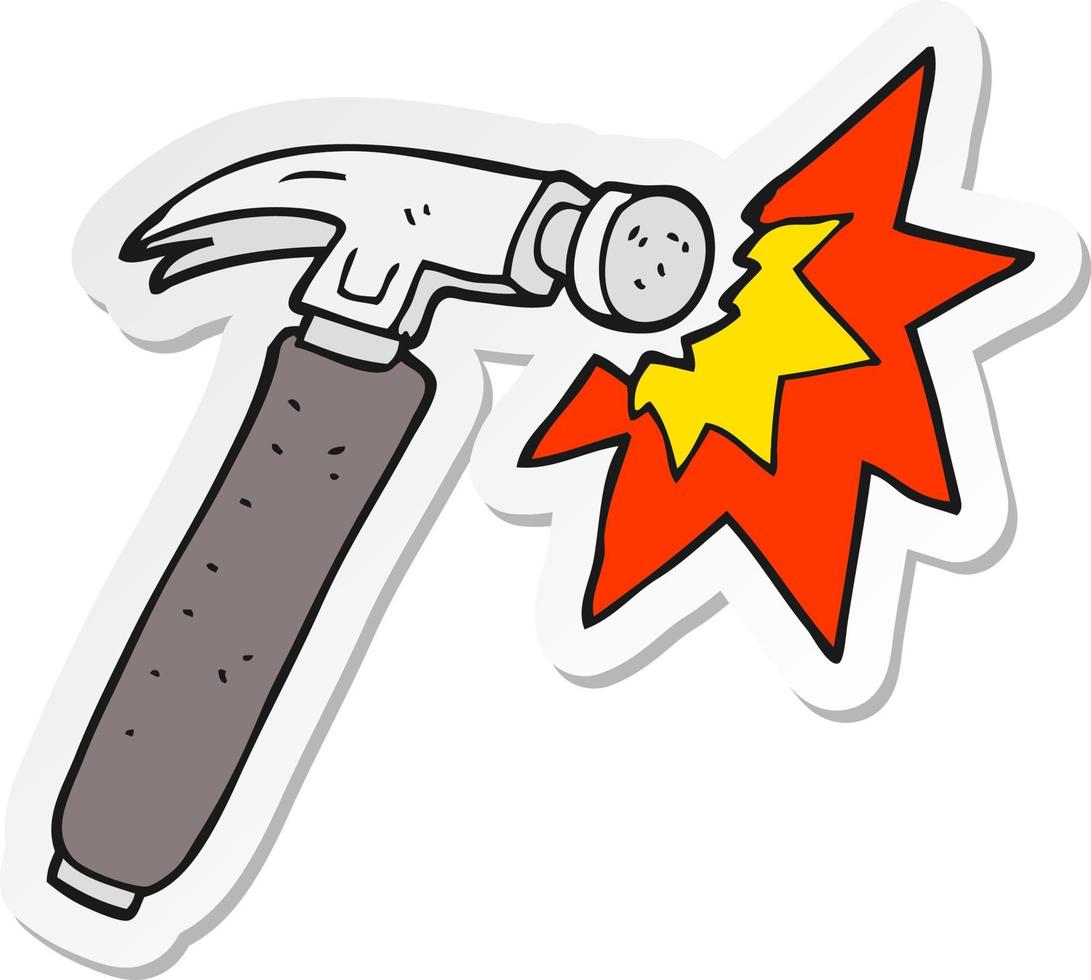 sticker of a cartoon hammer vector