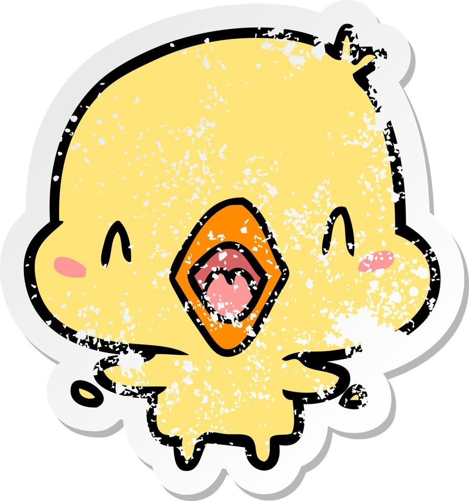 distressed sticker of a cartoon happy bird vector