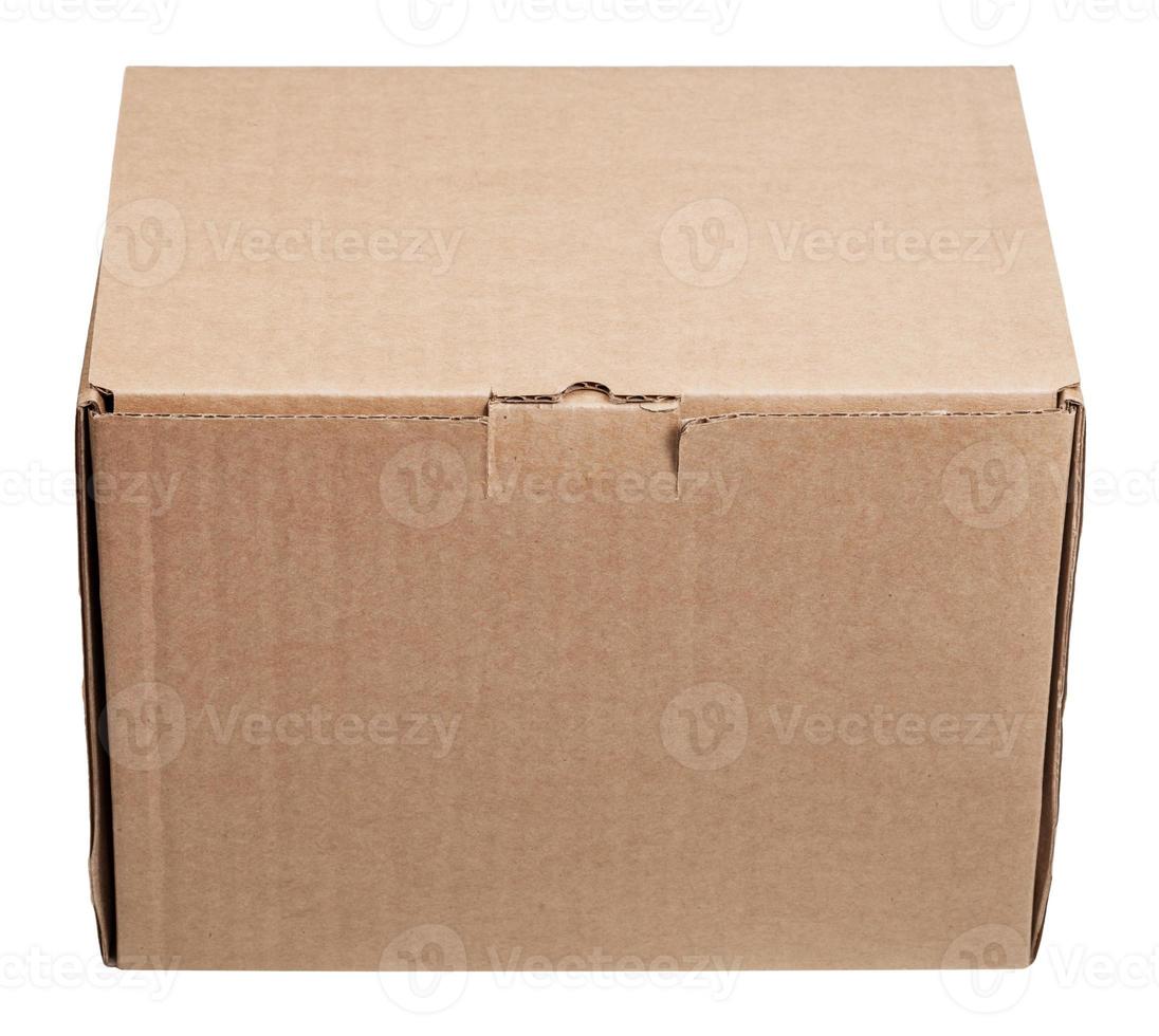 front view of closed cardboard box isolated photo