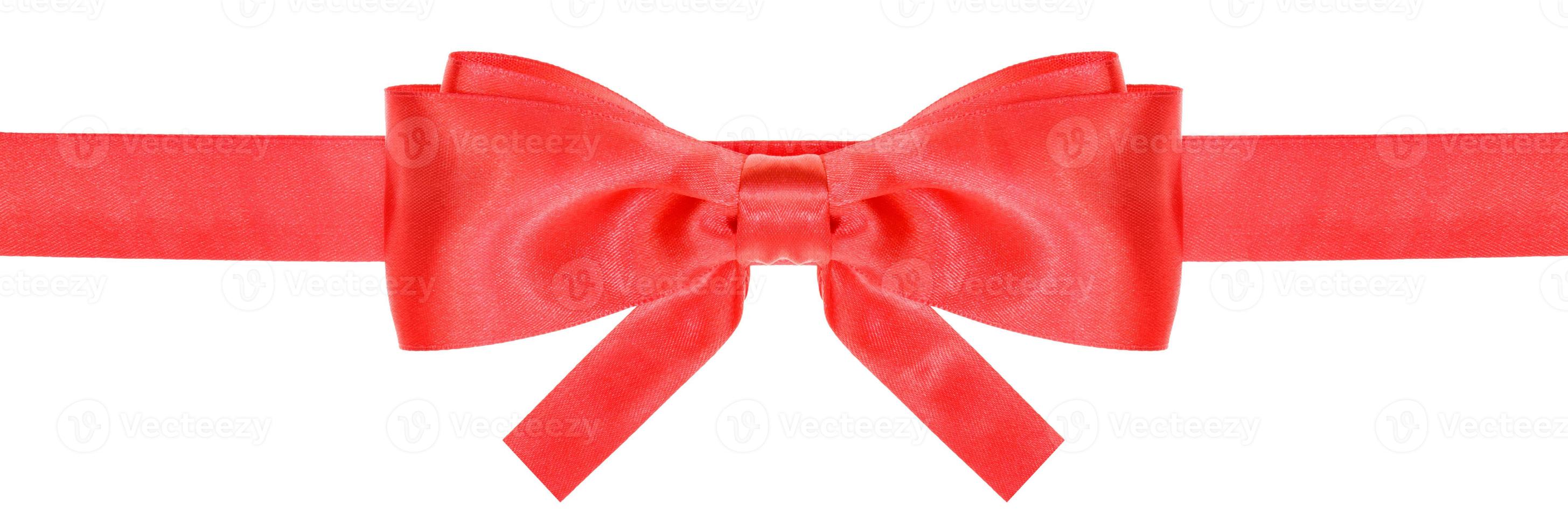 red ribbon and symmetric bow with square cut ends photo