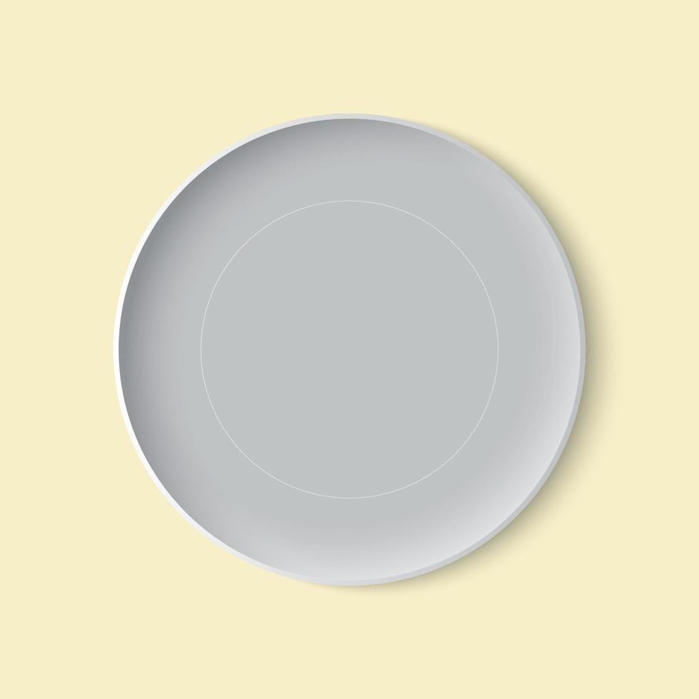 Realistic Gray Plate Top View Food Showcase Vector Illustration Blank Template