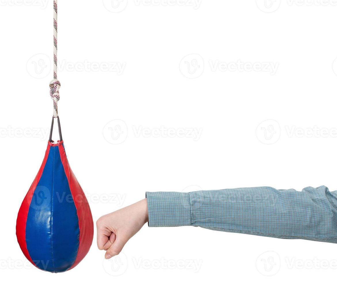 manager punches punching bag isolated photo