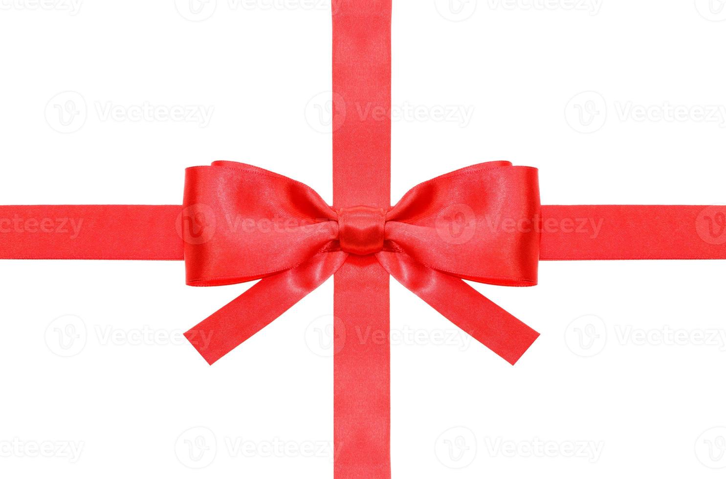 red bow with square cut ends on intersection photo