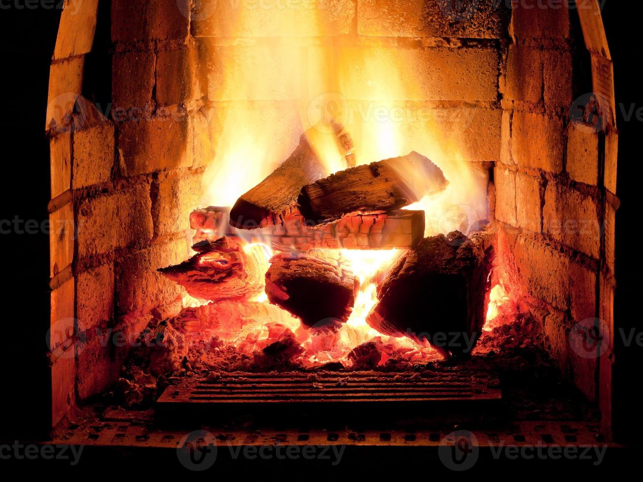 fire in  fireplace photo