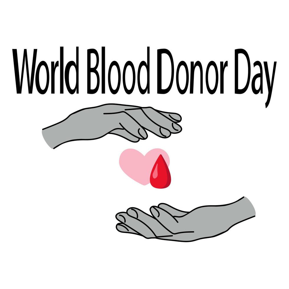 World Blood Donor Day, concept for banner or flyer, symbolic hand-to-hand transfer of drops of blood and care vector