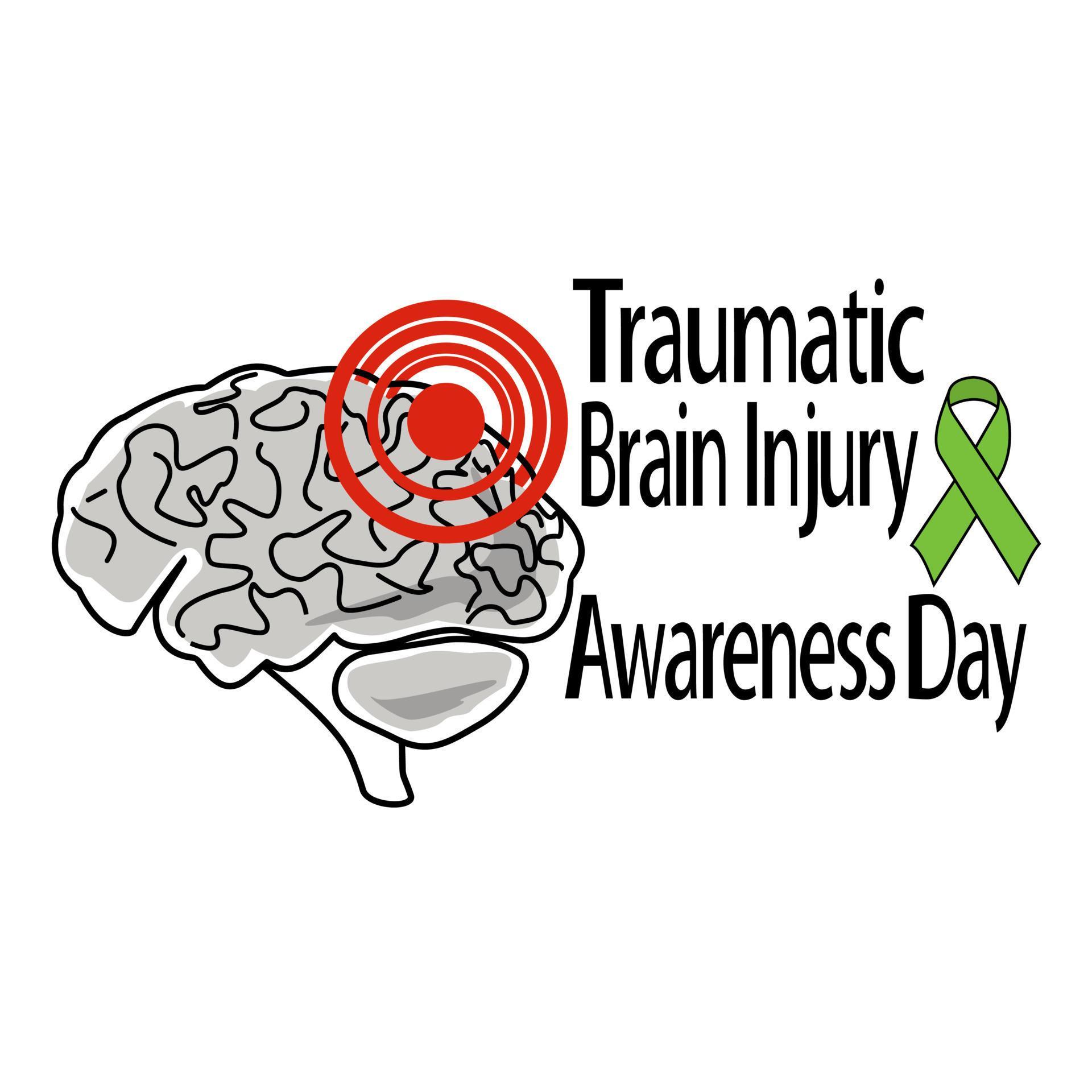Traumatic Brain Injury Awareness Day, schematic representation of a human brain with trauma, for