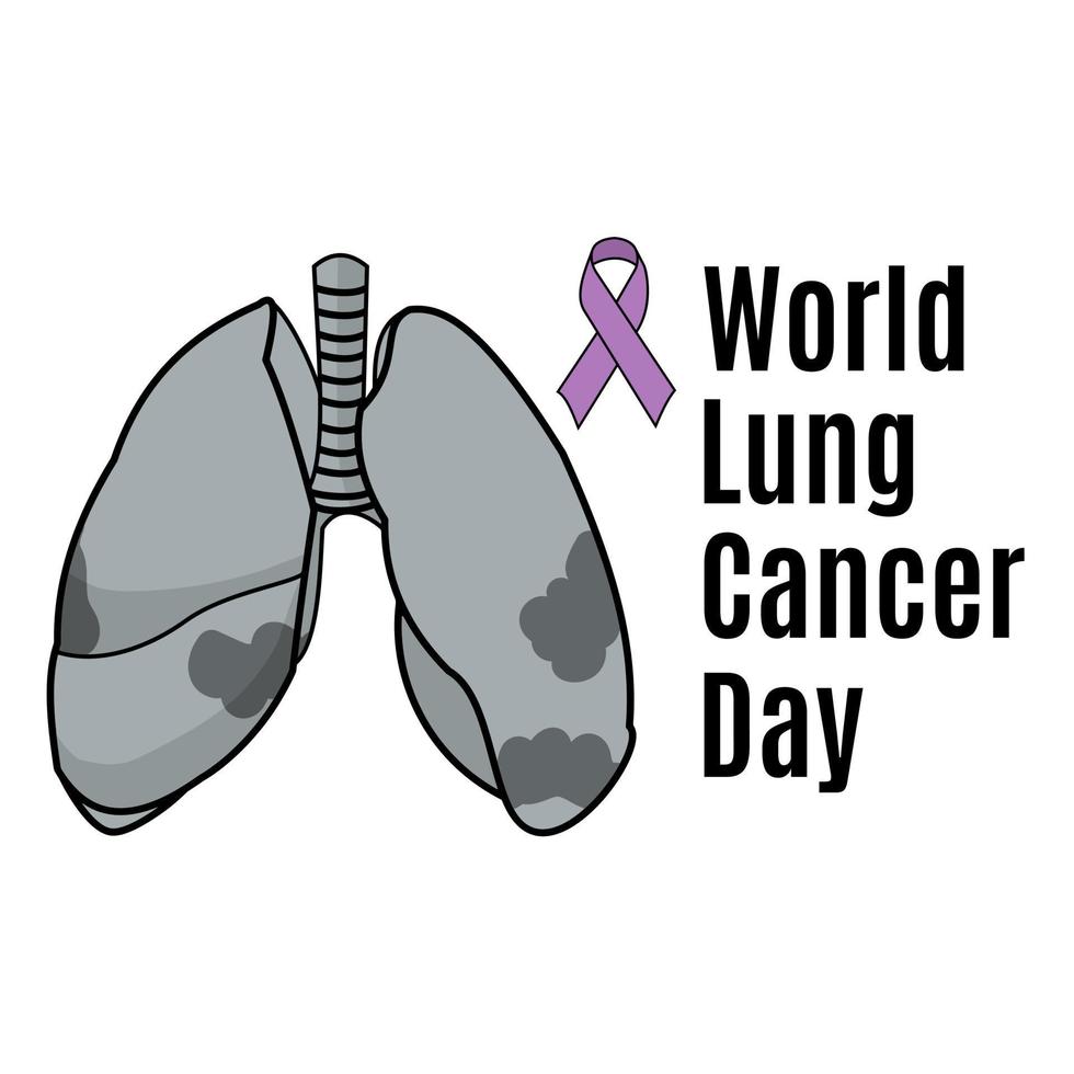 World Lung Cancer Day, schematic illustration of affected lungs for banner or poster vector