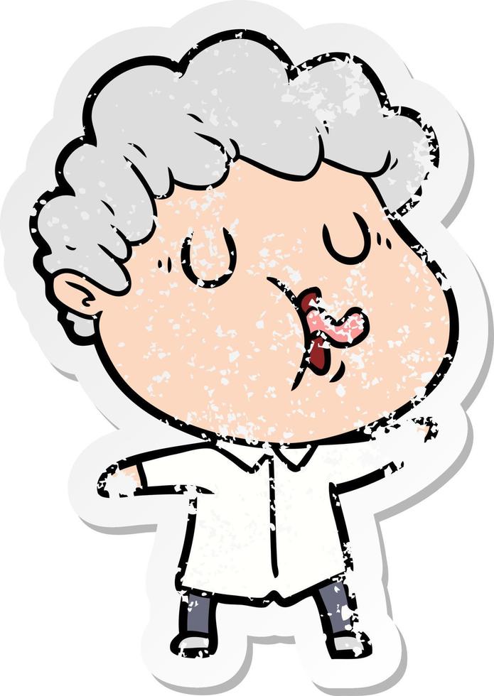 distressed sticker of a cartoon man pulling face vector