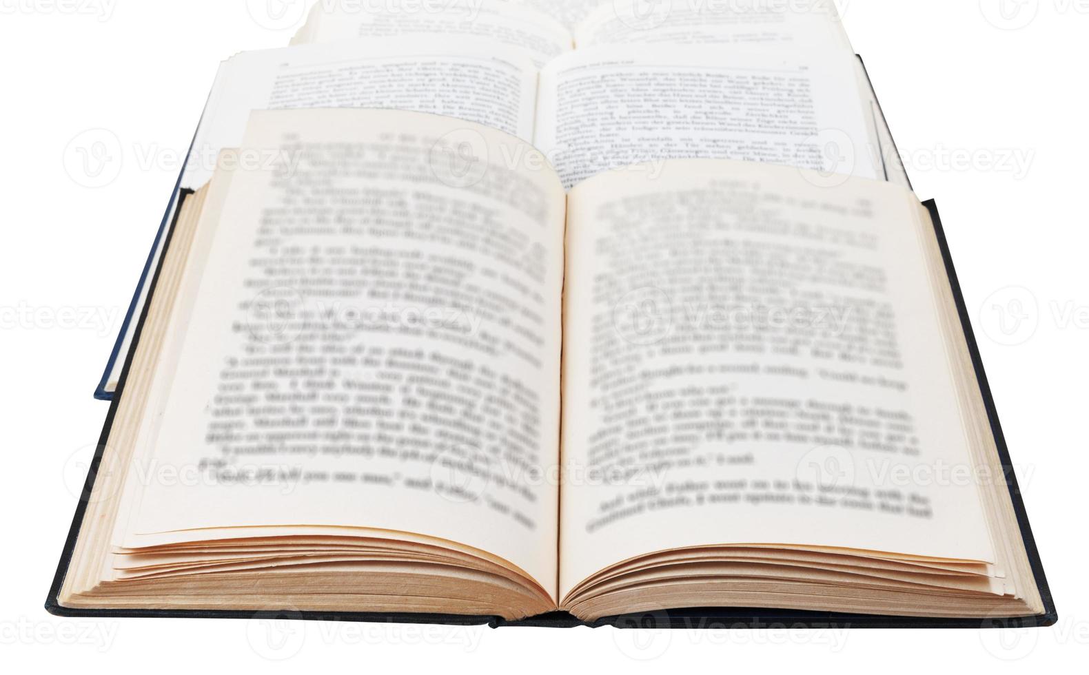 three open books isolated on white photo
