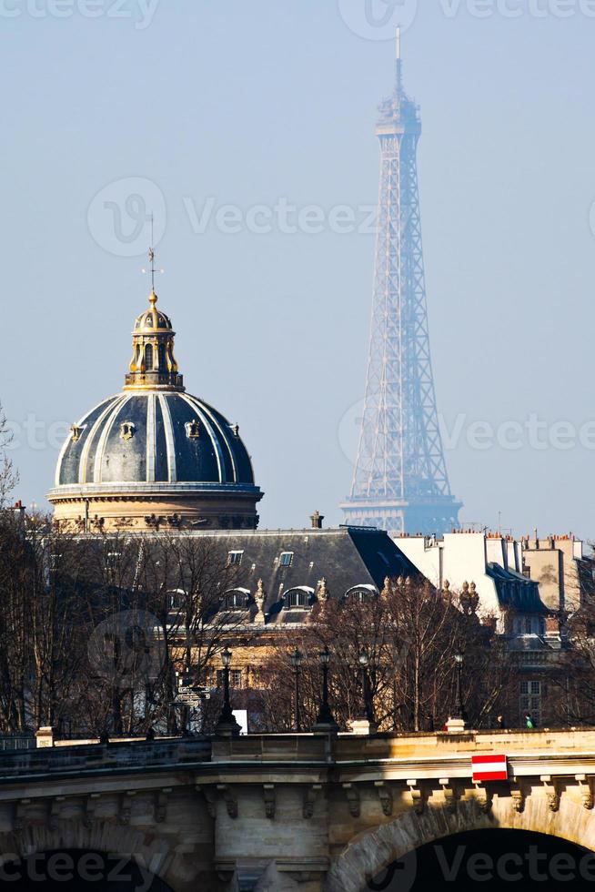 Pont Neuf with Eiffel Tower and French Academy photo