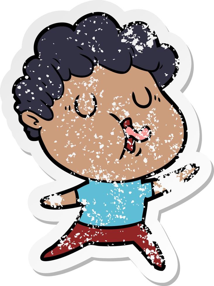 distressed sticker of a cartoon man singing vector