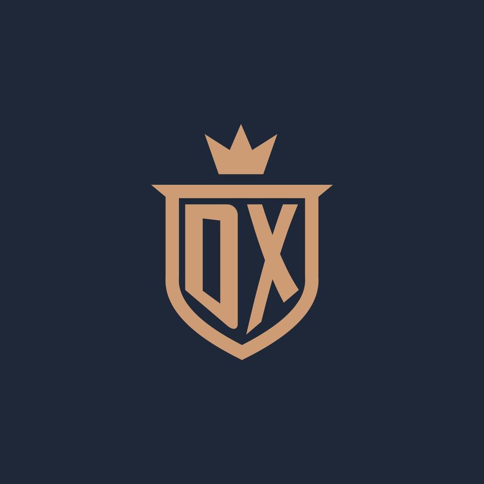 DX monogram initial logo with shield and crown style vector