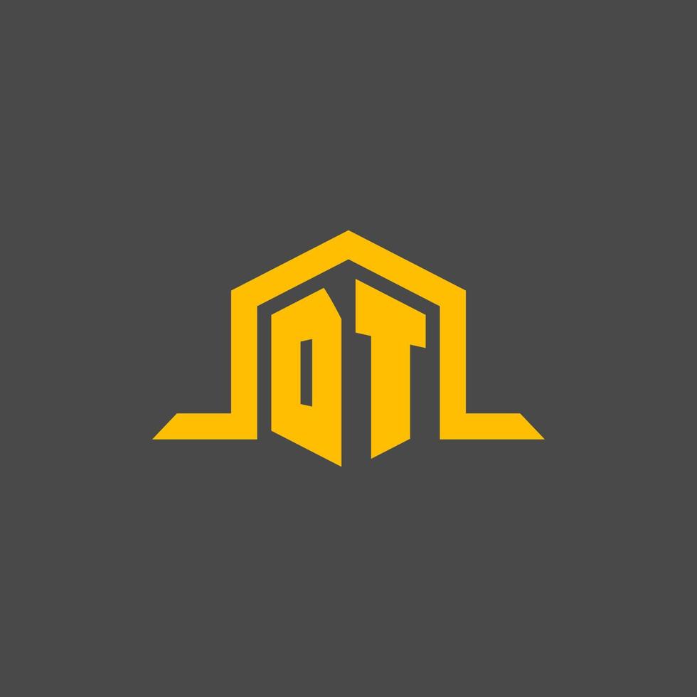 DT monogram initial logo with hexagon style design vector