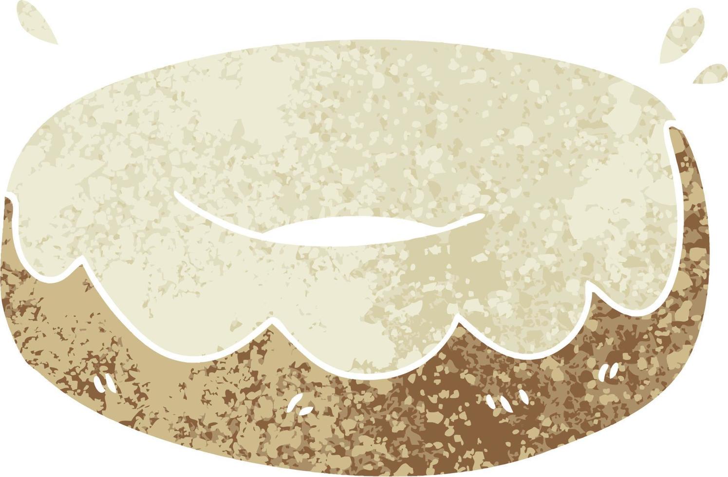 quirky retro illustration style cartoon iced donut vector