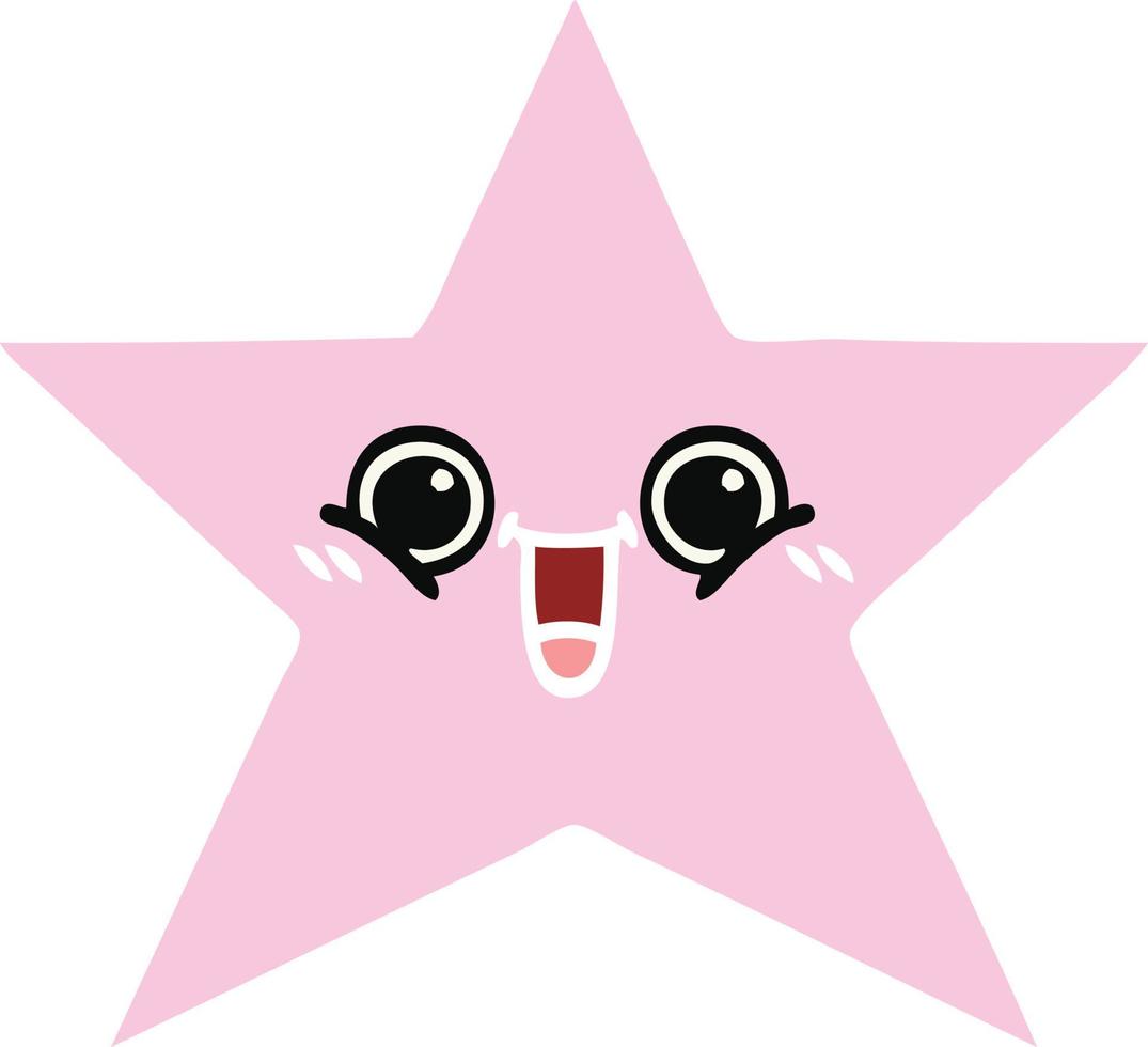 flat color retro cartoon star fish vector