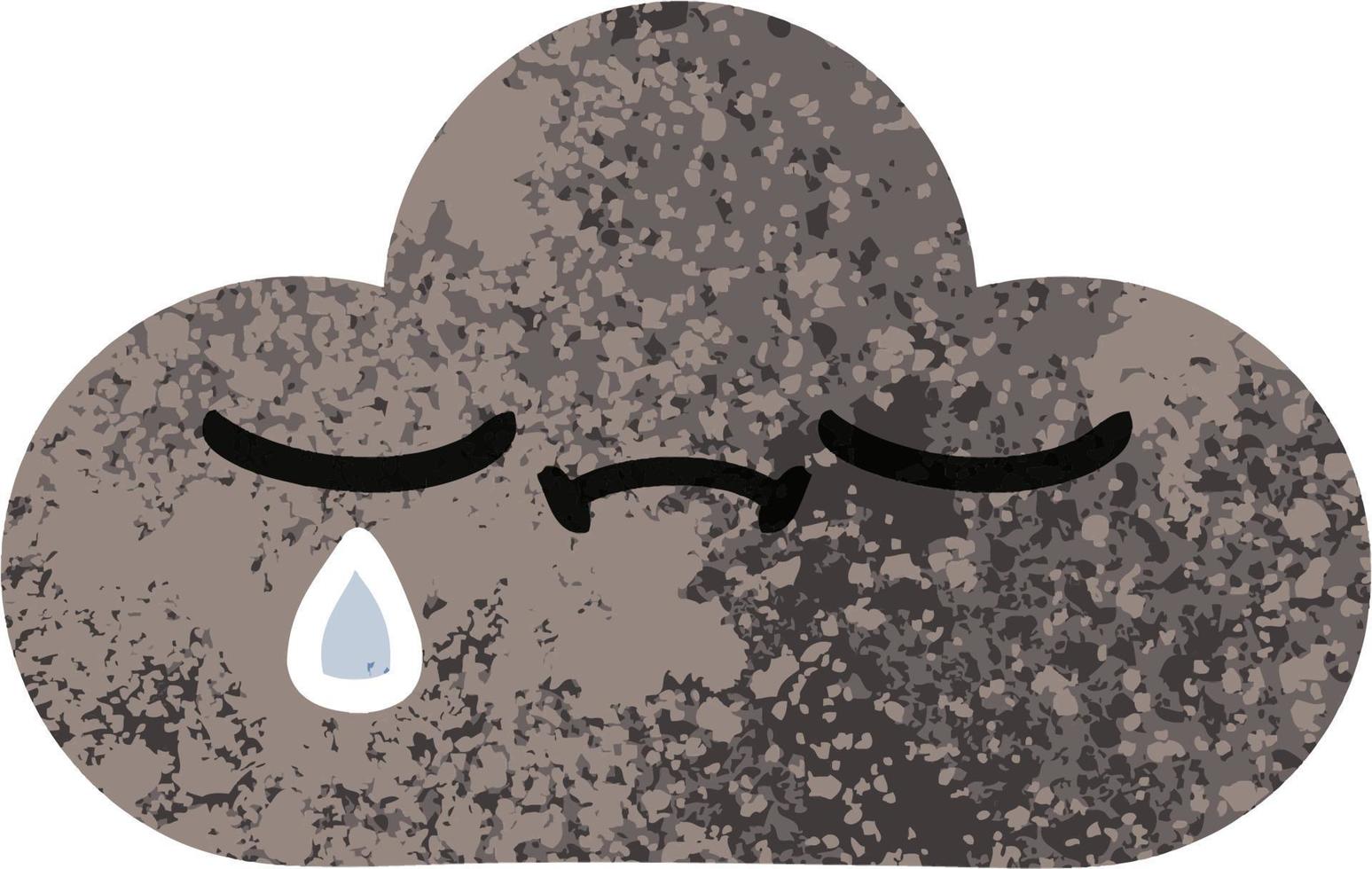 retro illustration style cartoon storm cloud vector