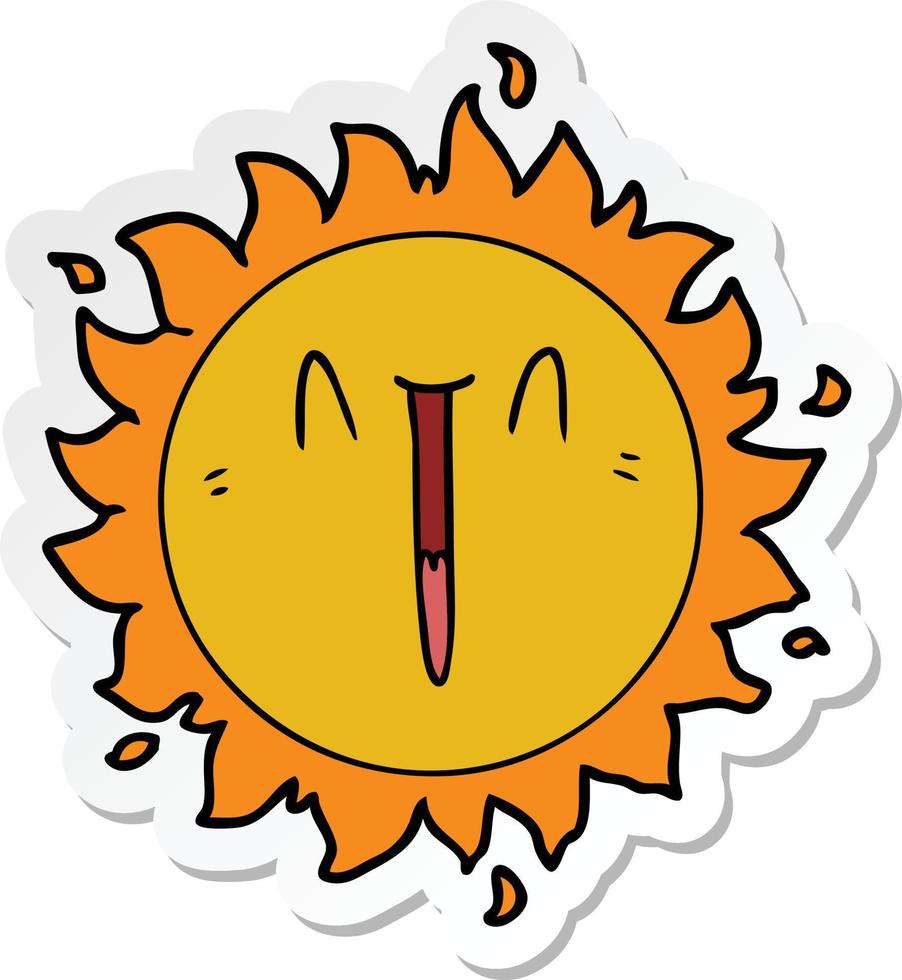 sticker of a happy cartoon sun vector