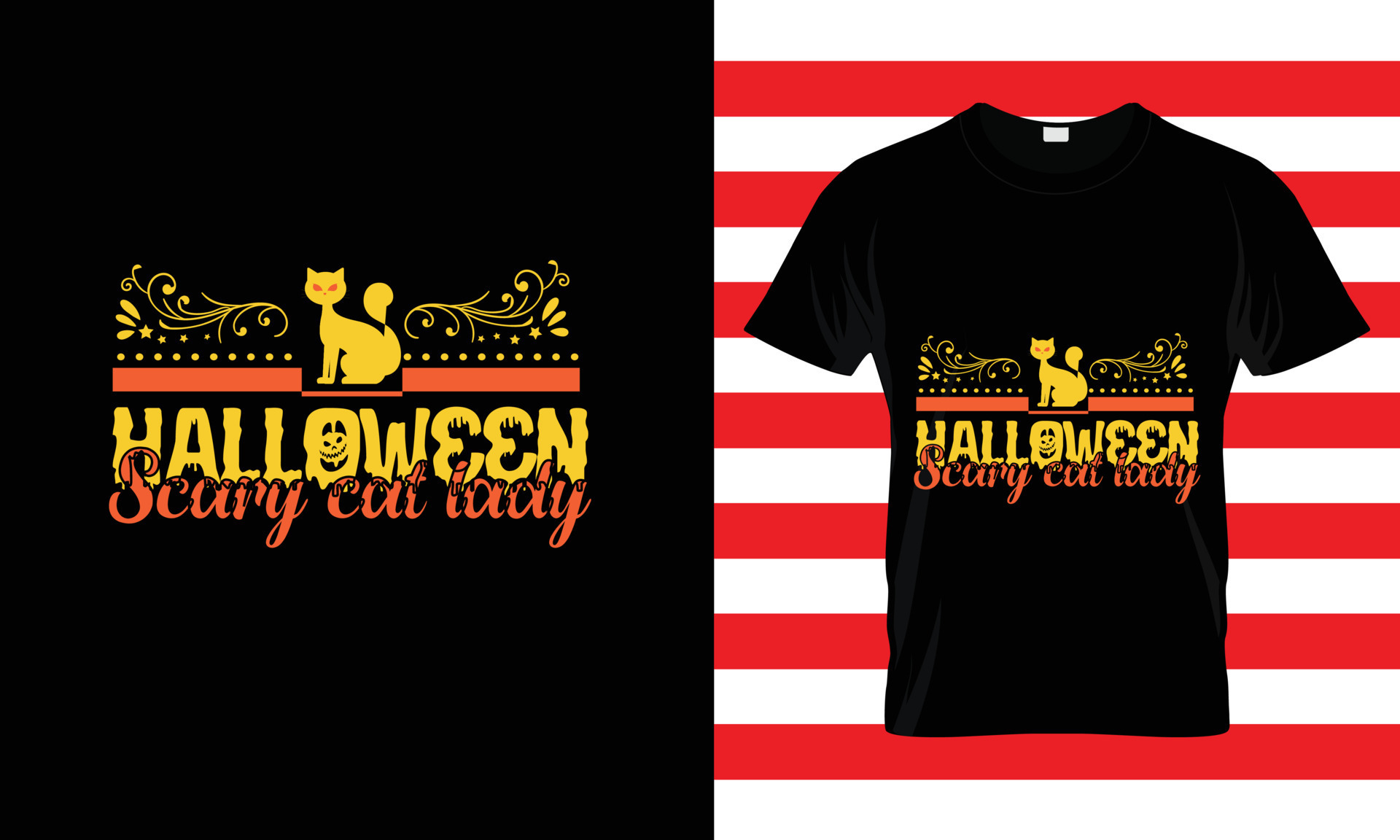 Halloween Scary Cat T-shirt Design