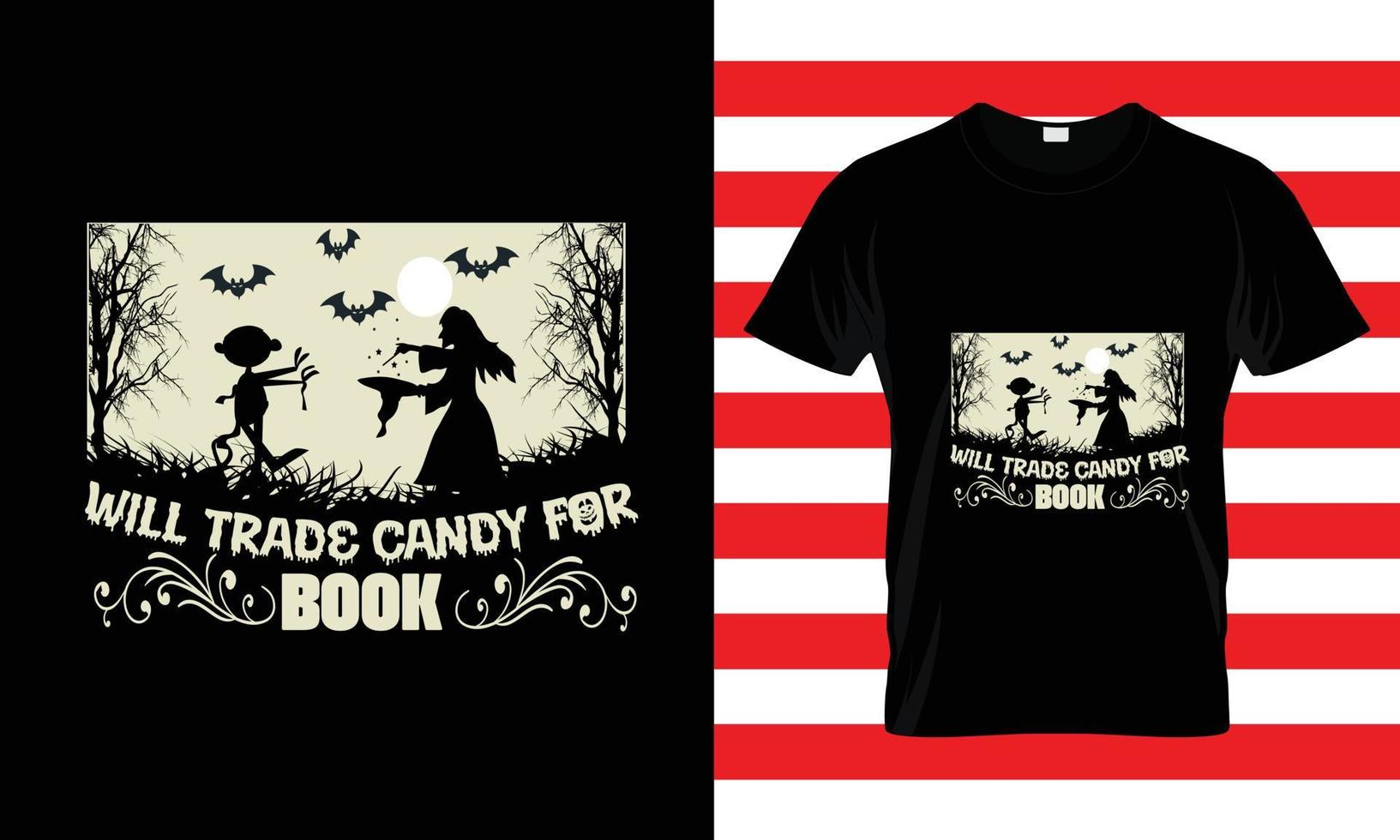 intercambiará dulces... camiseta de halloween vector