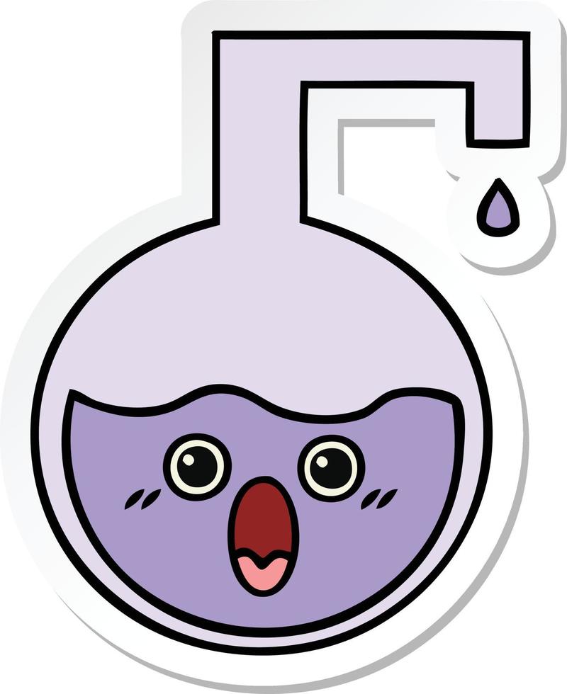 sticker of a cute cartoon science experiment vector